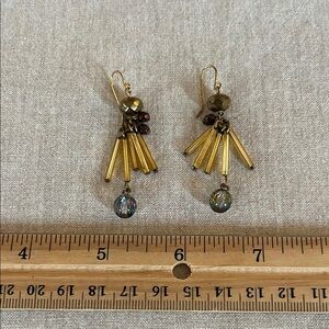 Elegant Brass and Glass Bead Dangle Earrings